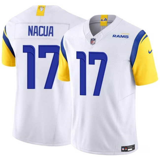 Men's Los Angeles Rams #17 Puka Nacua White 2023 F.U.S.E. Vapor Untouchable Stitched Football Jersey